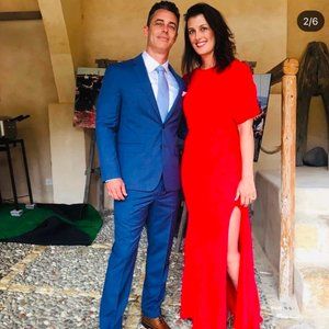 SALONI Annie B Red Silk Polka Maxi Dress